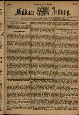 Ausgabe vom Samstag, den 09. Januar 1886.
