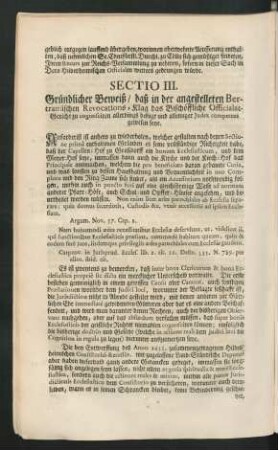 Sectio III. Gründlicher Beweiß, daß in der angestelleten Bertramischen Revocations-Klag das Bischöffliche Officialat-Gericht ...