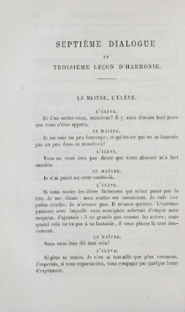 Septième dialogue et troisième lecon d'harmonie