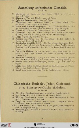 Chinesische Rotlack-, Jade-, Cloisonné- u.a. kunstgewerbliche Arbeiten (Nr. 93-108g)