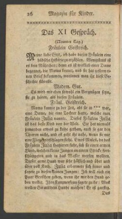 Das XI Gespräch.