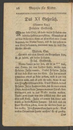 Das XI Gespräch.