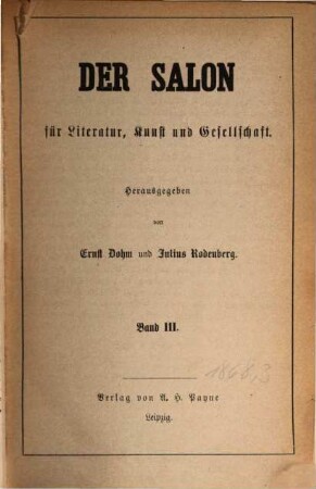 Der Salon für Literatur, Kunst und Gesellschaft, 3. [1869]