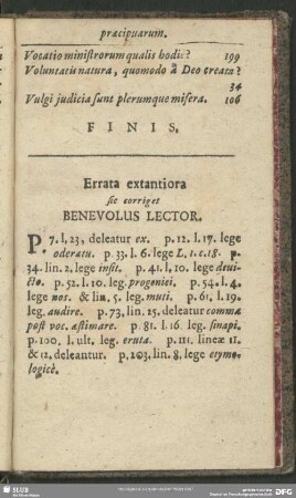 Errata extantiora sic corriget Benevolus Lector