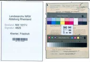 Entnazifizierung Friedrich Kremer , geb. 30.12.1897 (Dachdeckermeister)
