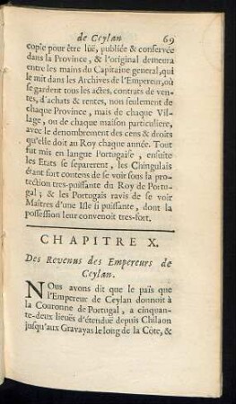 Chapitre X. Des revenus des empereurs de Ceylan