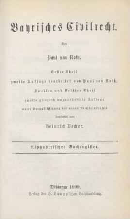 Alphabetisches Sachregister: Bayrisches Civilrecht