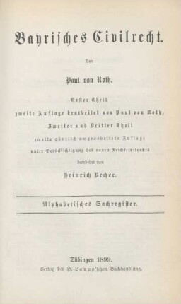 Alphabetisches Sachregister: Bayrisches Civilrecht