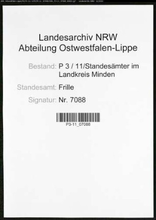 Sterberegister Standesamt Frille