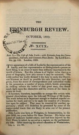 The Edinburgh review, or critical journal. 50. 1829/30 (1830)