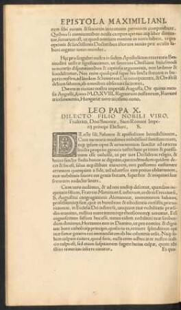 Leo Papa X. Dilecto Filio Nobili Viro, Friderico, Duci Saxoniae ... S.