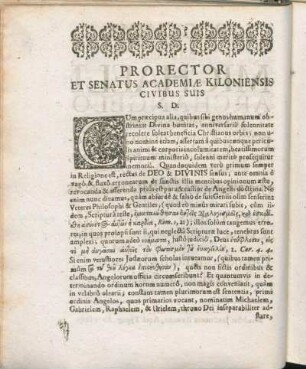 Prorector Et Senatus Academiæ Kiloniensis Civibus Suis S. D.