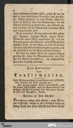 Das Formular der Confirmation.