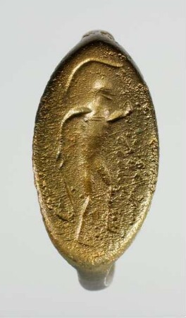 Fingerring mit einer Figur, deren Handlung und Attribute undeutlich sind