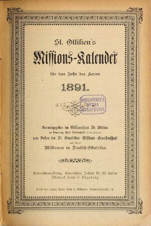 Sankt Ottiliens Missionskalender. 4. 1891