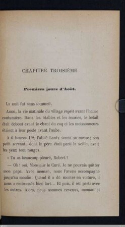 Chapitre troisième - Premiers jours d'Aoùt