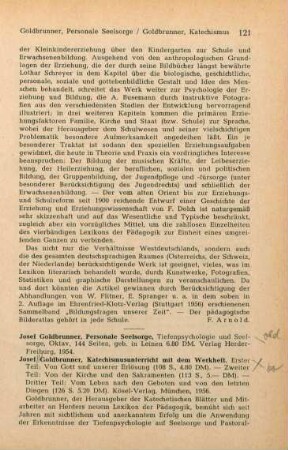 121-123 [Rezension] Goldbrunner, Josef, Personale Seelsorge