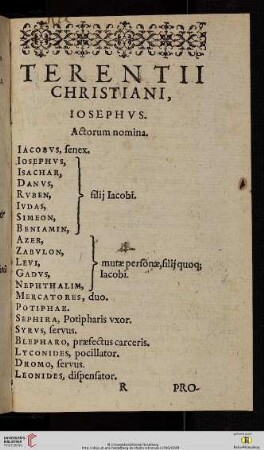 Terentii Christiani, Iosephvs