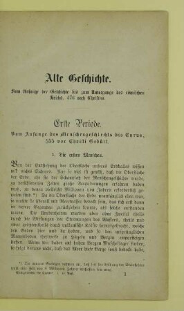 Erste Periode. Vom Anfange des Menschengeschlechts bis Cyrus, 555 vor Christi Geburt