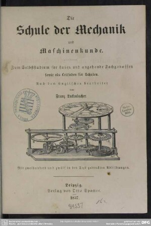 3: Die Schule der Mechanik und Maschinenkunde : zum Selbststudium für Laien und angehende Fachgenossen
