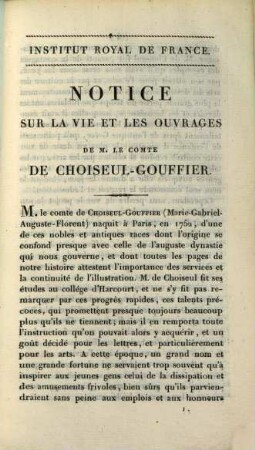 Notice sur la vie et les ouvrages de M. le comte de Choiseul-Gouffier