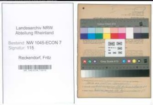Entnazifizierung Fritz Reckendorf , geb. 17.05.1892 (Konditor)