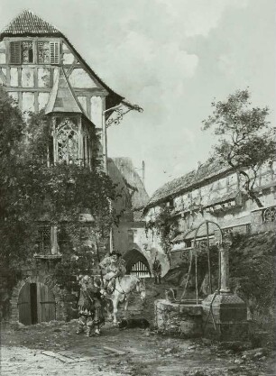 Im Hof der Wartburg : Brunnen im Burghof, Gemälde