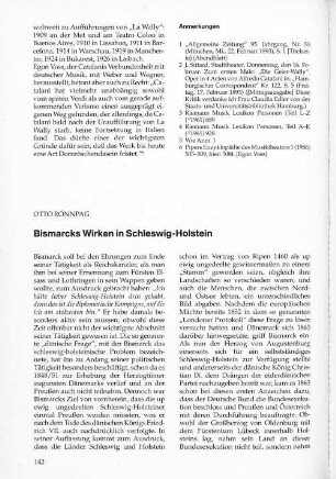 Bismarcks Wirken in Schleswig-Holstein