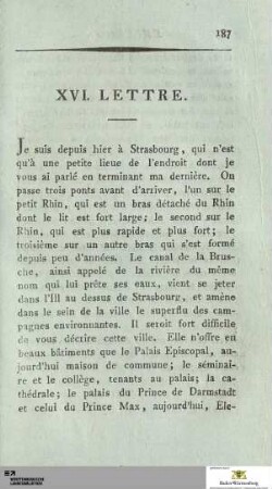 Lettres XVI-XX