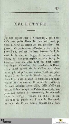 Lettres XVI-XX