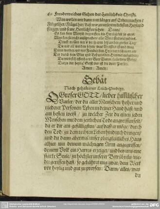 Gebät Nach gehaltener Leich-Predigt