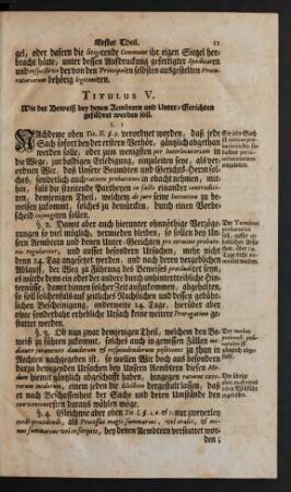 Titulus V. Wie der Beweiß bey denen Aembtern und Unter-Gerichten geführet werden soll