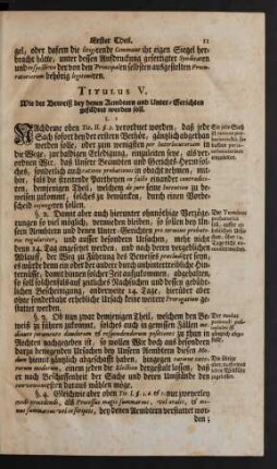 Titulus V. Wie der Beweiß bey denen Aembtern und Unter-Gerichten geführet werden soll