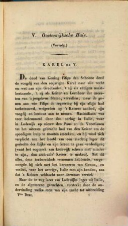 Geschiedenis des vaderlands, 5. Behelzende de regering van Karel V.