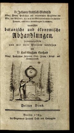 3. Bd: ... Johann Gottlieb Gleditsch ... vermischte botanische Abhandlungen. 3