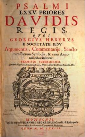 Psalmi CL. Regis Davidis, [1]. Psalmi LXXV Priores Davidis Regis
