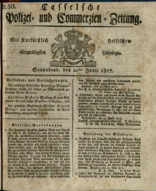 Nr. 50, Sonnabend, den 21sten Junii 1817