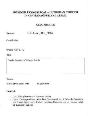 Deputy Inspector of Schools, Gumla