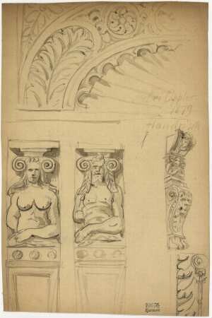 Ornament aus Hannover, Hermenpilaster, Konsole, Muschelornament (Ausschnitt), Ornament
