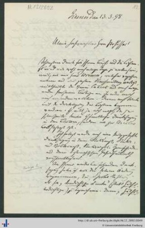 Brief vom 13.03.1898.