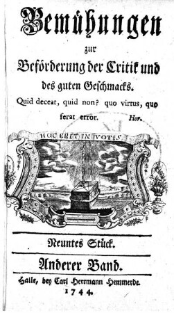 2 = St. 9-16: Bemühungen zur Beförderung der Critik und des guten Geschmacks