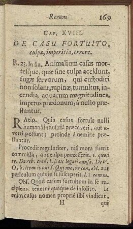 Cap. XVIII. De Casu Fortuito, culpæ, imperitiæ, errore.