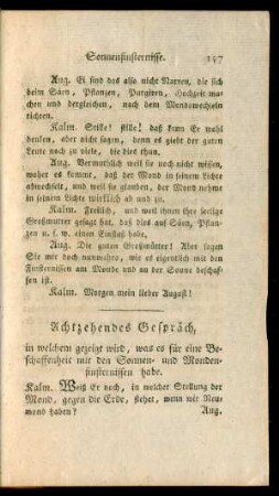 Achtzehendes Gespräch, in welchem gezeigt wird, was es für eine Beschaffenheit mit den Sonnen- und Mondenfinsternissen habe
