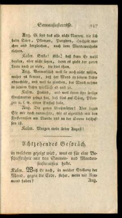 Achtzehendes Gespräch, in welchem gezeigt wird, was es für eine Beschaffenheit mit den Sonnen- und Mondenfinsternissen habe