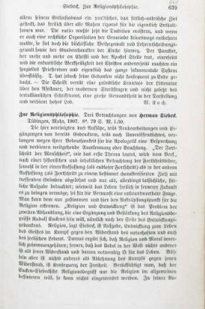 641-642 [Rezension] Siebeck, Hermann, Zur Religionsphilosophie