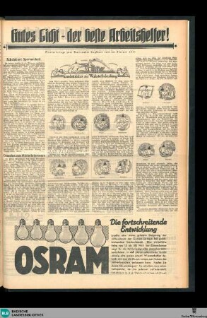 Karlsruher Tagblatt, Sonderbeilage. Gutes Licht - der beste Arbeitshelfer!