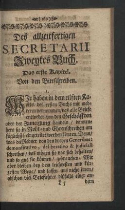 Das erste Kapitel. Von den Bittschreiben.