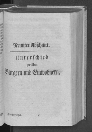 Neunter Abschnitt. Unterschied zwischen Bürgern und Einwohnern.