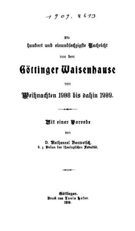 161: Nachricht von dem Göttinger Waisenhause