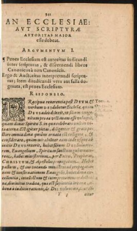 An Ecclesiae: Aut Scripturae Autoritas Maior esse debeat.